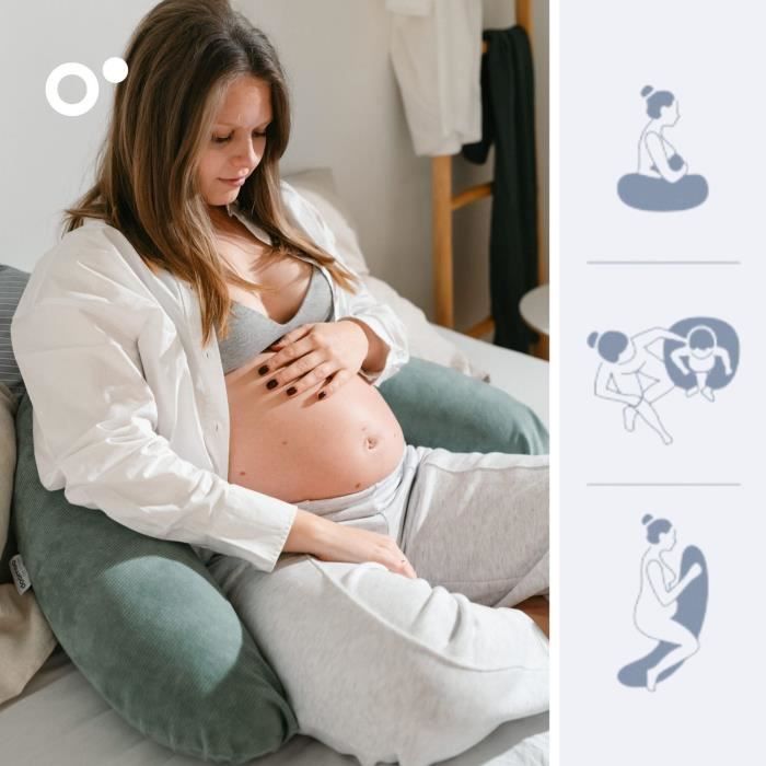 Pregnancy and nursing pillow - DOOMOO - Buddy - Ultra comfort - Oeko-Tex certified - Corduroy Green