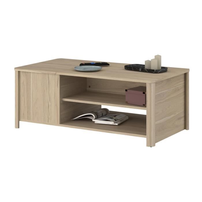 BETTY rectangular coffee table - In particle board covered with paper - Oak decor - Classic - L110 x H42 x D60 cm