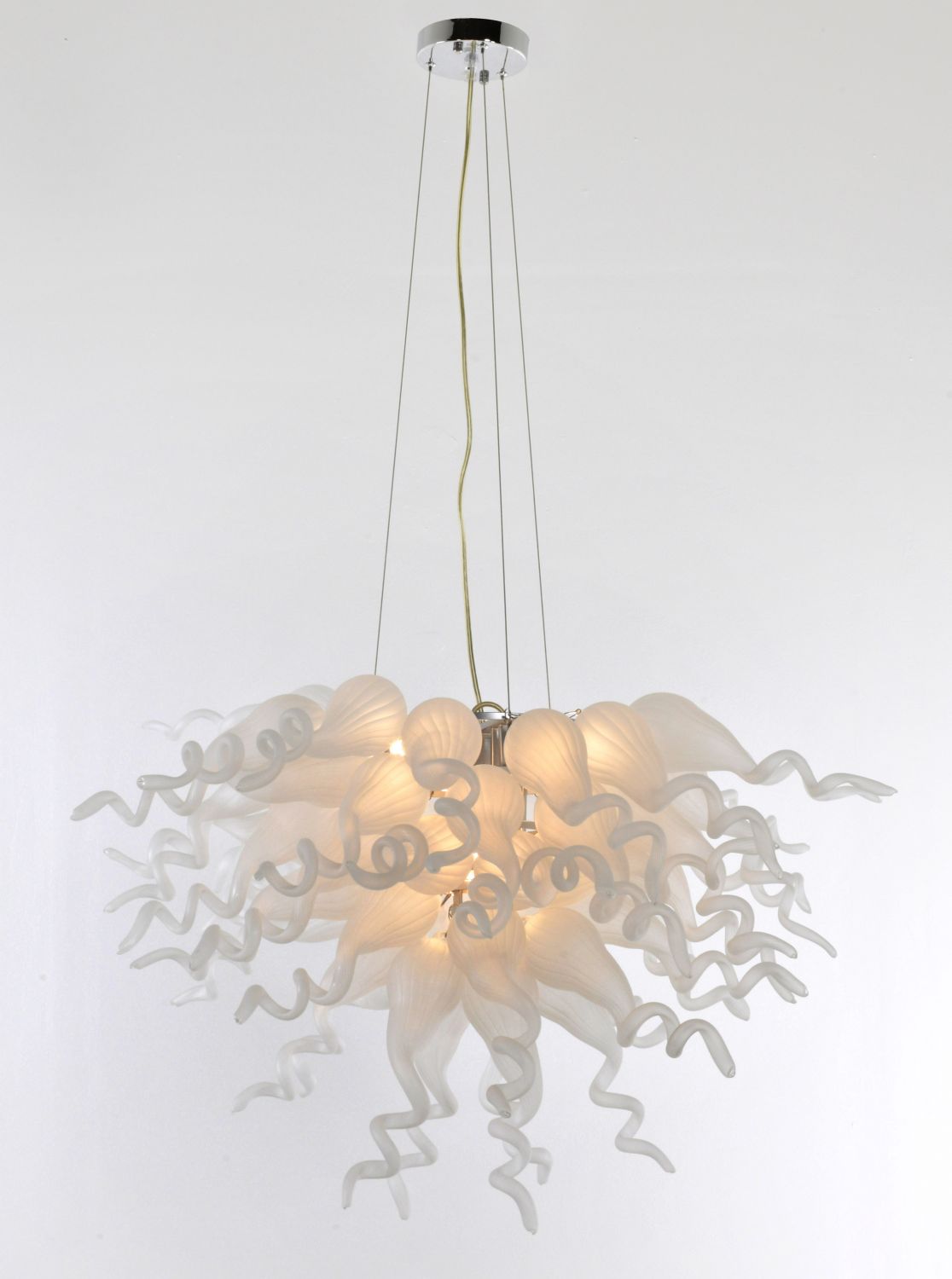 Frosted White Blown Glass Chandelier