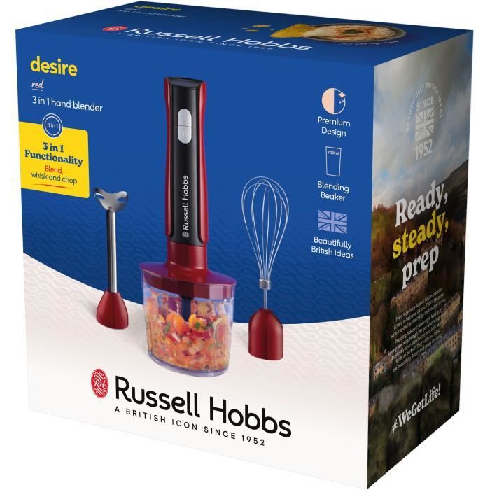 Hand blender - RUSSEL HOBBS - Desire Red - 500 W - 2 speeds + Pulse - Red