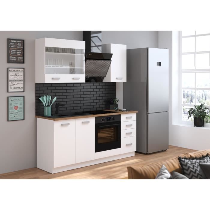ATLAS Oven cabinet - White decor - L60cm - Sold without worktop