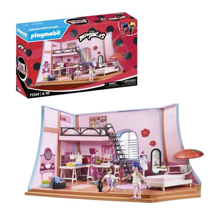 PLAYMOBIL 71334 Miraculous Marinette's Room, Miraculous Lady Bug, 73 pieces, Ages 4 and up