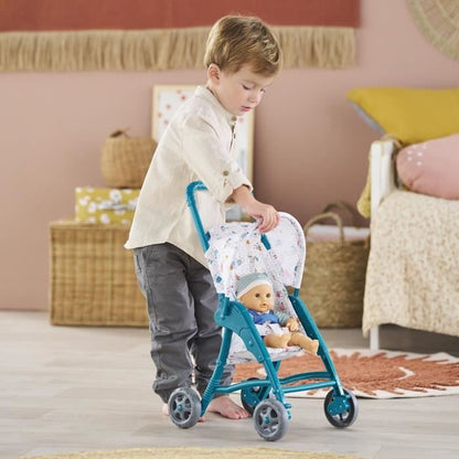 Teddy bear stroller - COROLLE - 30cm baby doll accessory - Blue - Light and easy to use