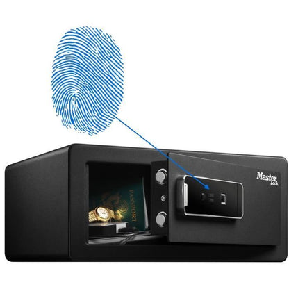 Master Lock LX110Beurhro Biometric safe to protect goods from values, black, 19.5 x 43 x 37 cm