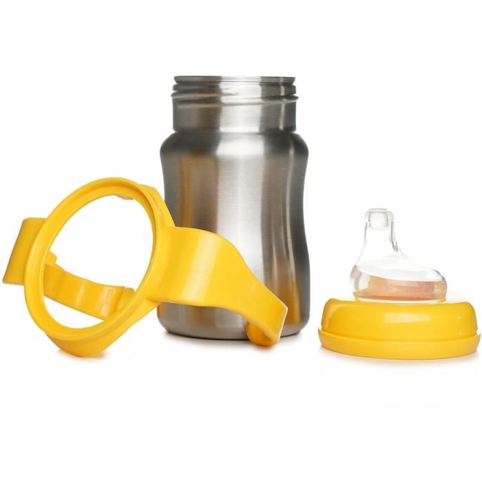 Learning cup - THERMOBABY - Stainless steel - 180 ml - Mango yellow - Ergonomic and leak-proof