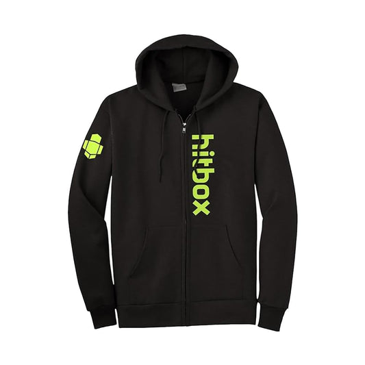 Hitbox "Hitbox Font" Men's Black Zip-Up Hoodie, Medium