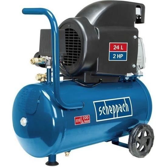 Horizontal air compressor Scheppach HC26 - 24L - 1500 W - 8 bars (Delivered with 280 ml of oil)