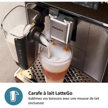 Automatic espresso machine - PHILIPS - Silent Brew EP2336/40 - 4 LatteGo drinks - Chrome black