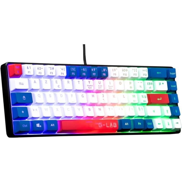 Gaming keyboard - THE G-LAB - KEYZ-HYDRO-BWR/FR - 60% membrane 3 key colors Blue-White-Red
