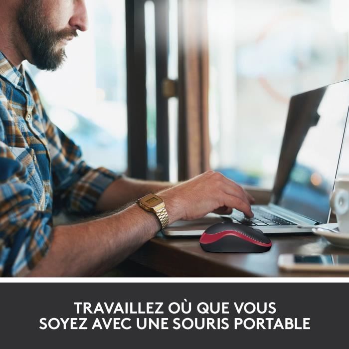 Logitech Wireless Optical Mouse - Red M185