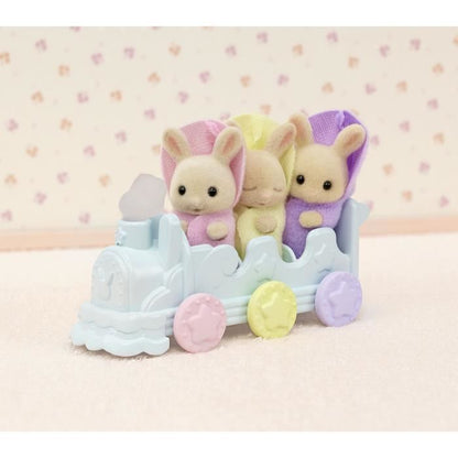 Miniature figurines - SYLVANIAN FAMILIES - 5707 - The Creme Rabbit triplets and bath accessories