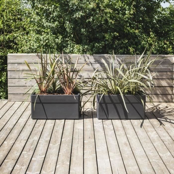 Planter - CAREL - Anthracite grey - 63 L - 78 x 39 x H.39 cm - EDA - With casters - Outdoor or indoor