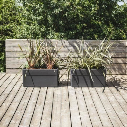 Planter - CAREL - Anthracite grey - 63 L - 78 x 39 x H.39 cm - EDA - With casters - Outdoor or indoor
