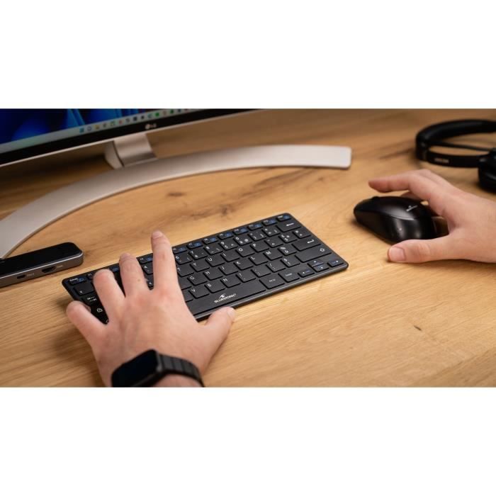 Keyboard and wireless mouse pack - Bluestork - Pack -Mini/FR - Ultra Compact - Black