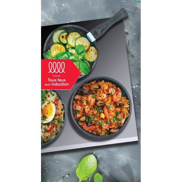 Set of 3 frying pans - Arthur Martin - AM2196 - 20-24-26 cm - Stainless steel - Removable handle - All hobs including induction