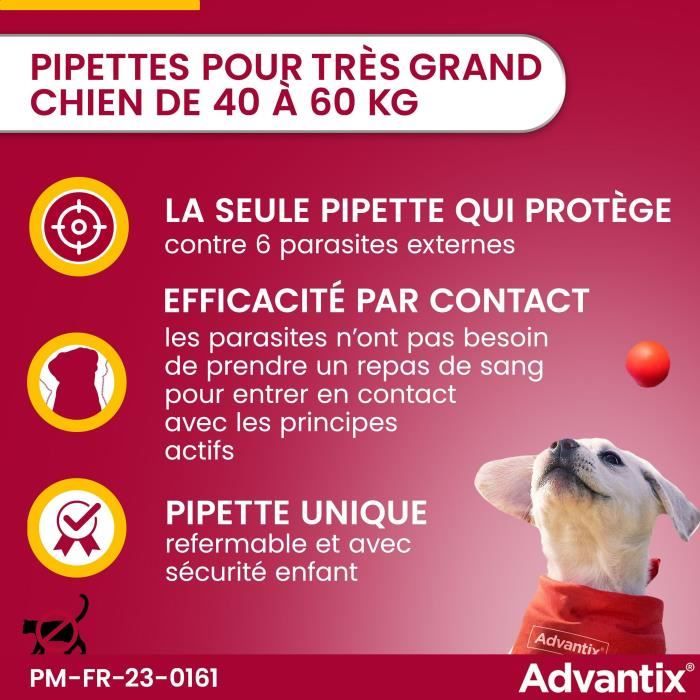 Advantix Dog Antiparasitic solution very large breed 40 to 60kg 6 pipettes