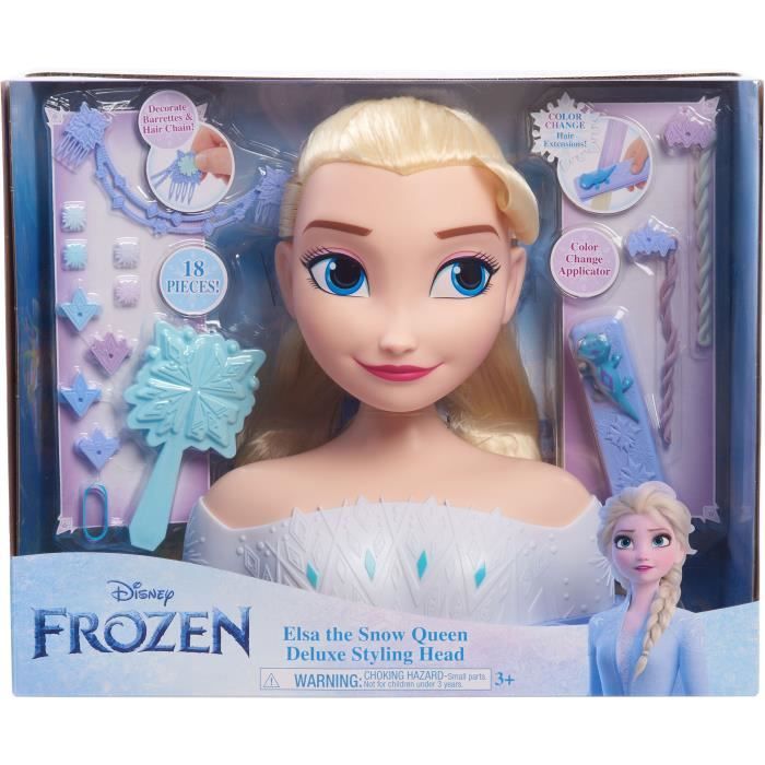 Styling head - FROZEN - Elsa Deluxe Styling Head - Extensions, hair accessories and color reveal, from 3 years old