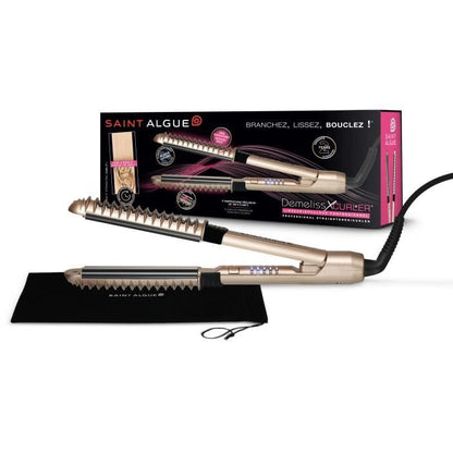 SAINT ALGUE Demeliss XCURLER 3965 - Professional Hair Straightener - Heat Back - Ceramic - 56 W - Gold