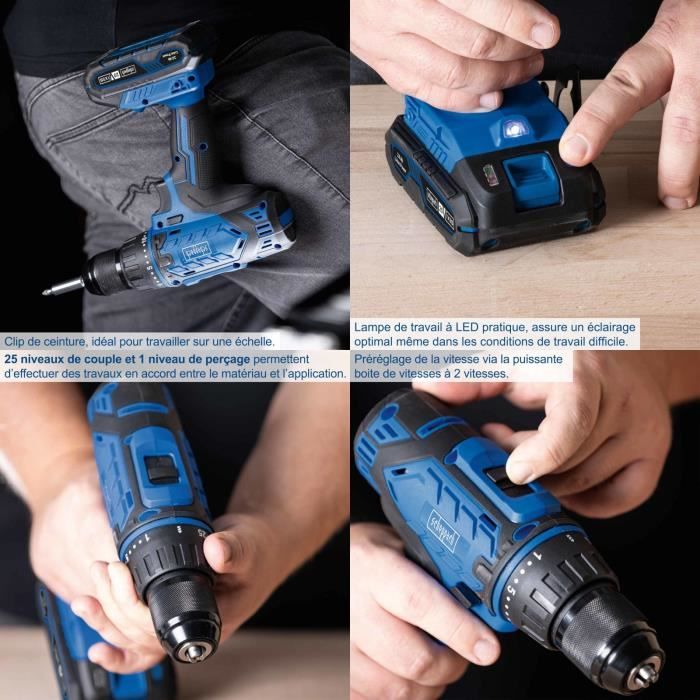 20V IXES Cordless Drill Driver + 1 x 2 Ah battery, charger, case including 74 accessories - C-DTB74/1-X