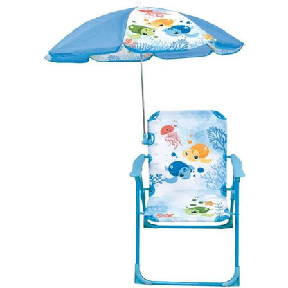 Garden furniture - FUN HOUSE - My Little Turtle Shell Chair H.53 x W.38.5 x D.37.5 cm with 65 cm parasol - For children!