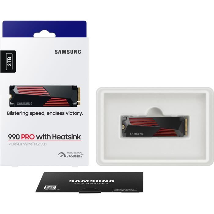 SAMSUNG - 990 PRO - Internal SSD - 2 TB - With heatsink - PCIe 4.0 - NVMe 2.0 - M2 2280 - Up to 7450 MB/s (MZ-V9P2T0GW)