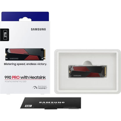 SAMSUNG - 990 PRO - Internal SSD - 2 TB - With heatsink - PCIe 4.0 - NVMe 2.0 - M2 2280 - Up to 7450 MB/s (MZ-V9P2T0GW)