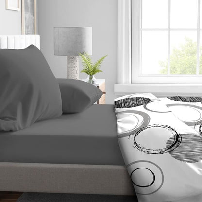 Fitted sheet - HOME LINGE PASSION - HP71766 - 140 x 190 cm + 30 cm bonnet - Microfiber - 82 g - Anthracite gray