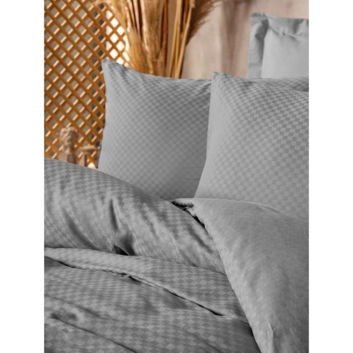 Bedding set - 1 duvet cover 220 x 240 cm + 2 pillowcases 60 x 60 cm - 100% cotton - Grey