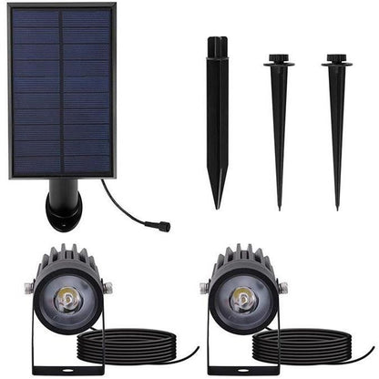 Double 2 in 1 solar spotlights to stick or fix - LUMISKY - ROUNDY - H27 cm - Cool white LED