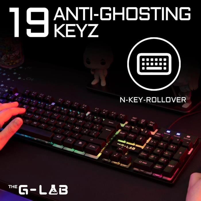 Gaming Keyboard - RGB Membrane - THE G-LAB - KEYZ-CAESIUM/FR - FR Layout - 12 shortcuts - 19 anti-ghosting keys