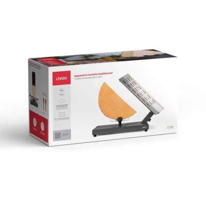 Traditional raclette machine - LIVOO - DOC314 - 600W - 6 to 8 people - Removable, sliding cheese holder, 360° - 2 spatulas