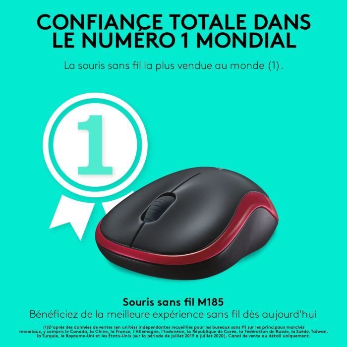 Logitech Wireless Optical Mouse - Red M185