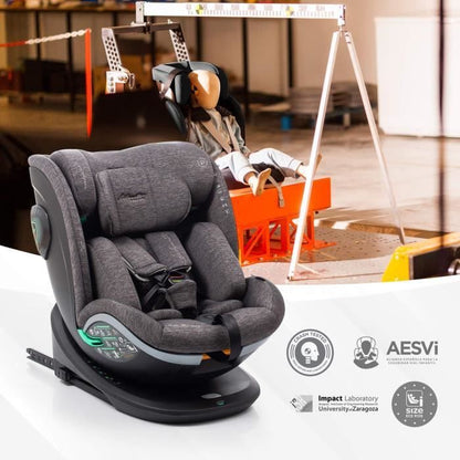 Car seat - BABYAUTO - XPERTA GREY DOBBY - From birth to 12 years - 0-36 kg - I-Size - ISOFIX - 360° swivel - ECE R129