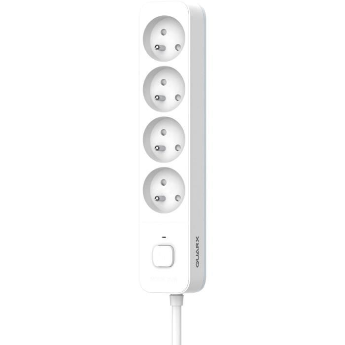 Power strip - QUARX - 4 sockets - With switch, 3m cable