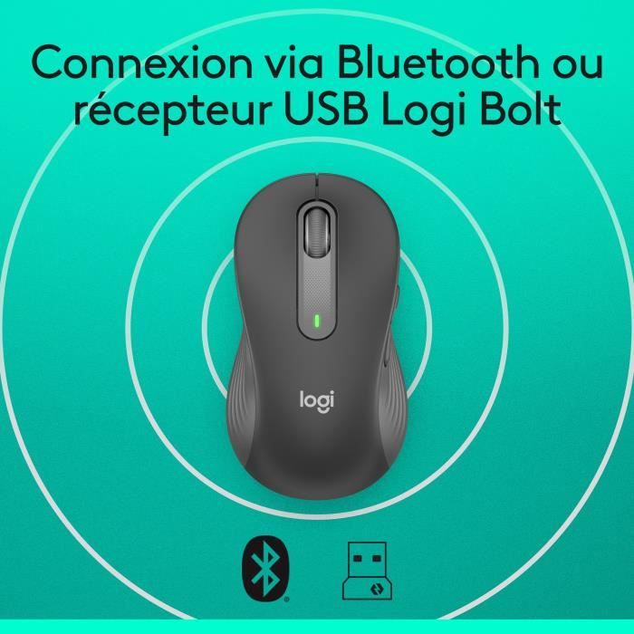Logitech Signature M650 L Wireless Mouse - Left - For Large Hands, Silent, Bluetooth, Programmable Buttons - Graphite