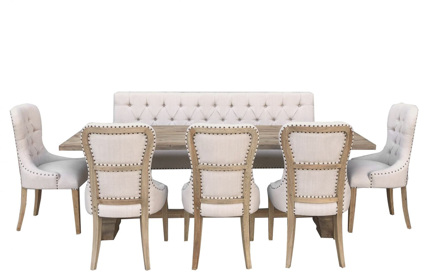 Inverness Farmhouse Bench Dining Table Set of 7 (KIT)