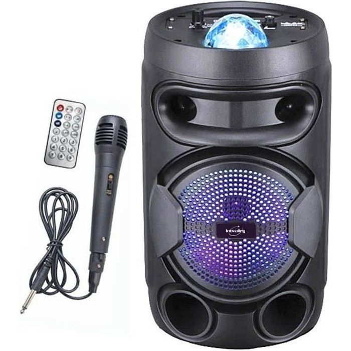 INOVALLEY KA02 BOWL - 400W Bluetooth light speaker - Karaoke function - Multicolored LED kaleidoscope ball - USB port, Micro-SD