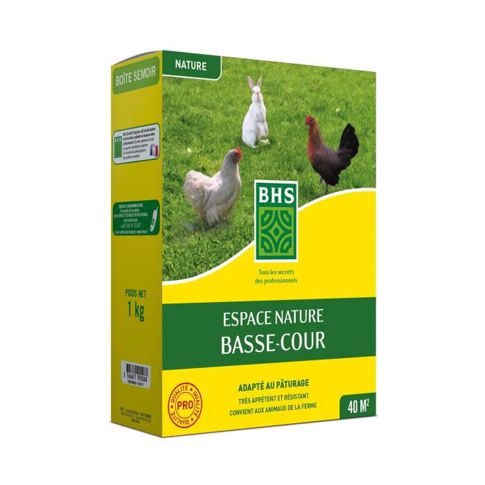 Lawn - BHS - Espace Nature 1kg | 40m² | Rich in protein, fast, homogeneous | Outdoor animal welfare.
