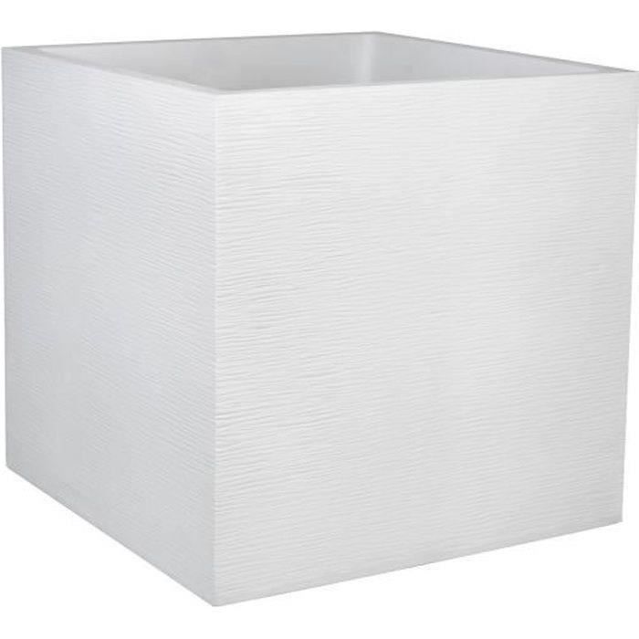 PLASTIC EDA Graphit Square Flower Tray - 57 L - 49.5 x 49.5 x 49.5 cm - White ceruse