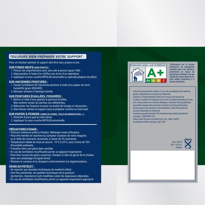 Single-coat satin white wall and ceiling paint 10L Ripolin