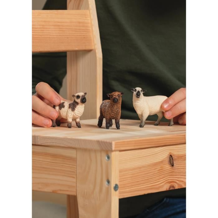 Sheep Trio Figurine, for Children from 3 Years Old, 5 x 19 x 11 cm - Schleich 42660 FARM WORLD