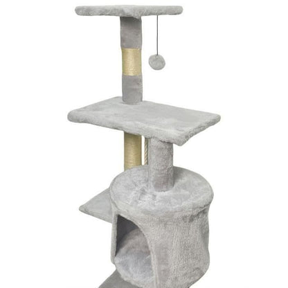 PALOMA Grey cat tree 40 x 40 x 114cm - 3 platforms, 1 rope, 1 niche, scratching posts