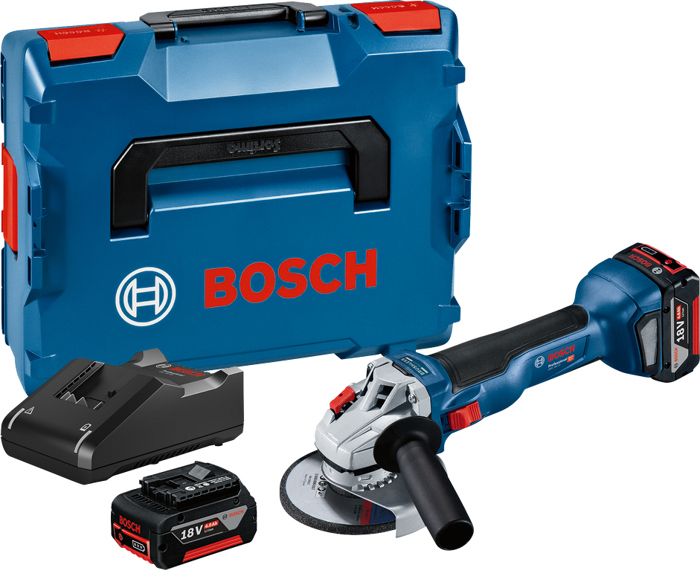 BOSCH PROFESSIONAL GWS 18V-10 angle grinder + 2 batteries 4,0Ah + GAL 18V-40 + L-BOXX