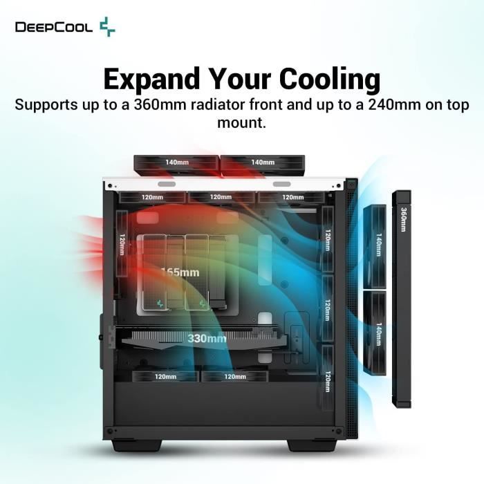 PC case without power supply - DEEPCOOL CH370 (White) - Mini tower - Micro-ATX format