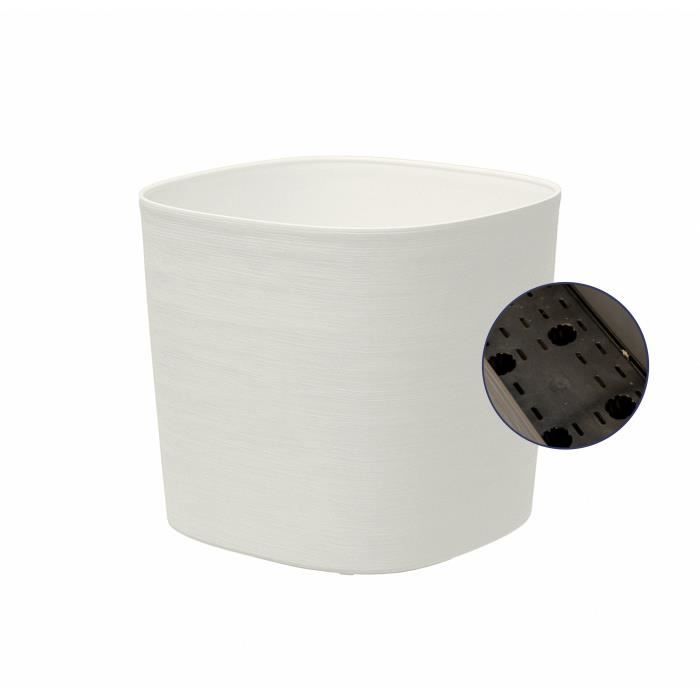 Pot with water reserve - GARDEN ID Respect - White 25 x 25 cm - 100% household waste - 100% recyclable - Structured surface