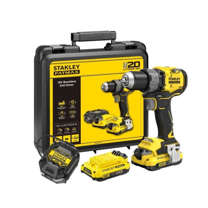 Drill driver - STANLEY FATMAX - SFMCD725D2K-QW - 80 Nm - 18V - 15 torque settings