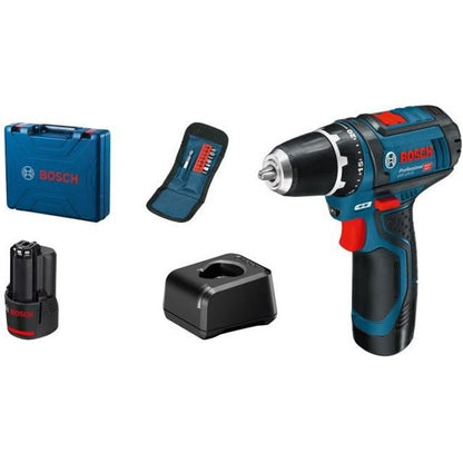 Cordless screwdriver BOSCH PROFESSIONAL - GSR 12V-15 (2 batteries 2.0Ah, charger, case, set of 10 screwdriver bits)