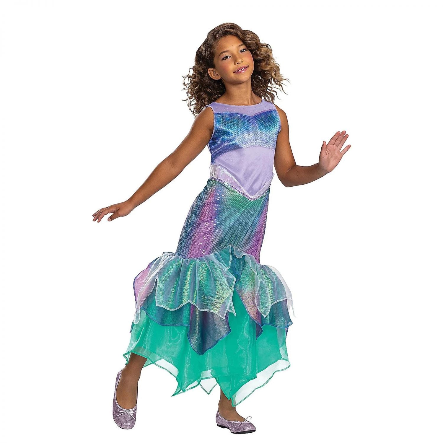 Disney The Little Mermaid Movie Ariel Mermaid Deluxe Girls Costume | XS (3T-4T)