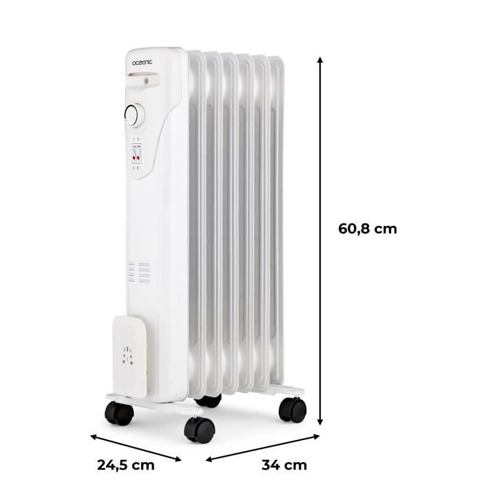 Electric radiator oil bath 1500W oceanic - 3 powers - 7 elements - white - mobile