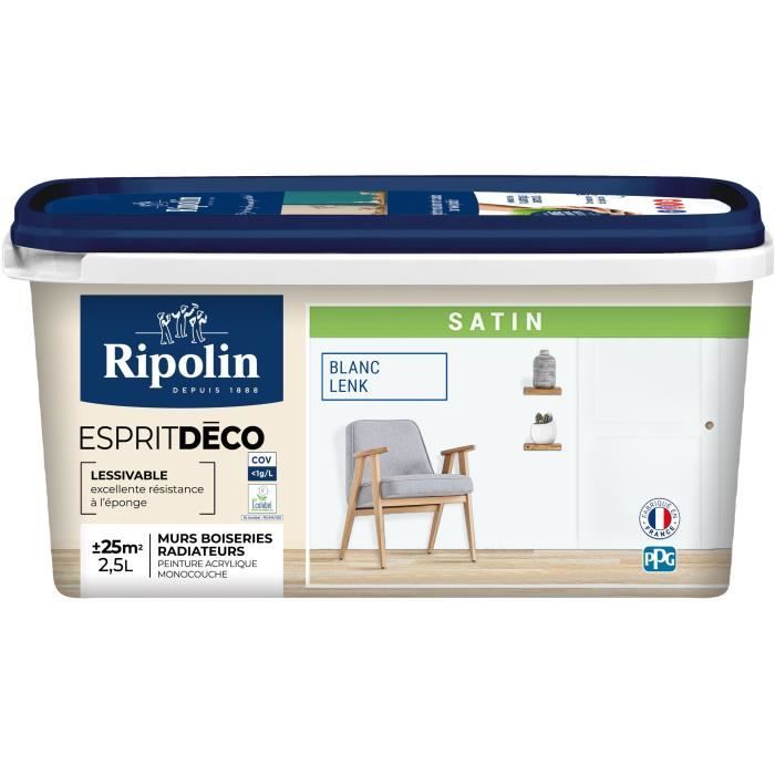 Multi-support decorative spirit paint - RIPOLIN - 446523 - Lenk white - Satin - 2.5 L
